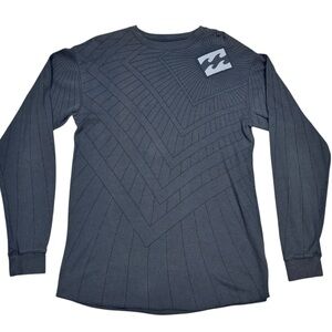 Billabong Dark Grey Patterned Lightweight Knit Long Sleeve Crew Neck Shirt XL